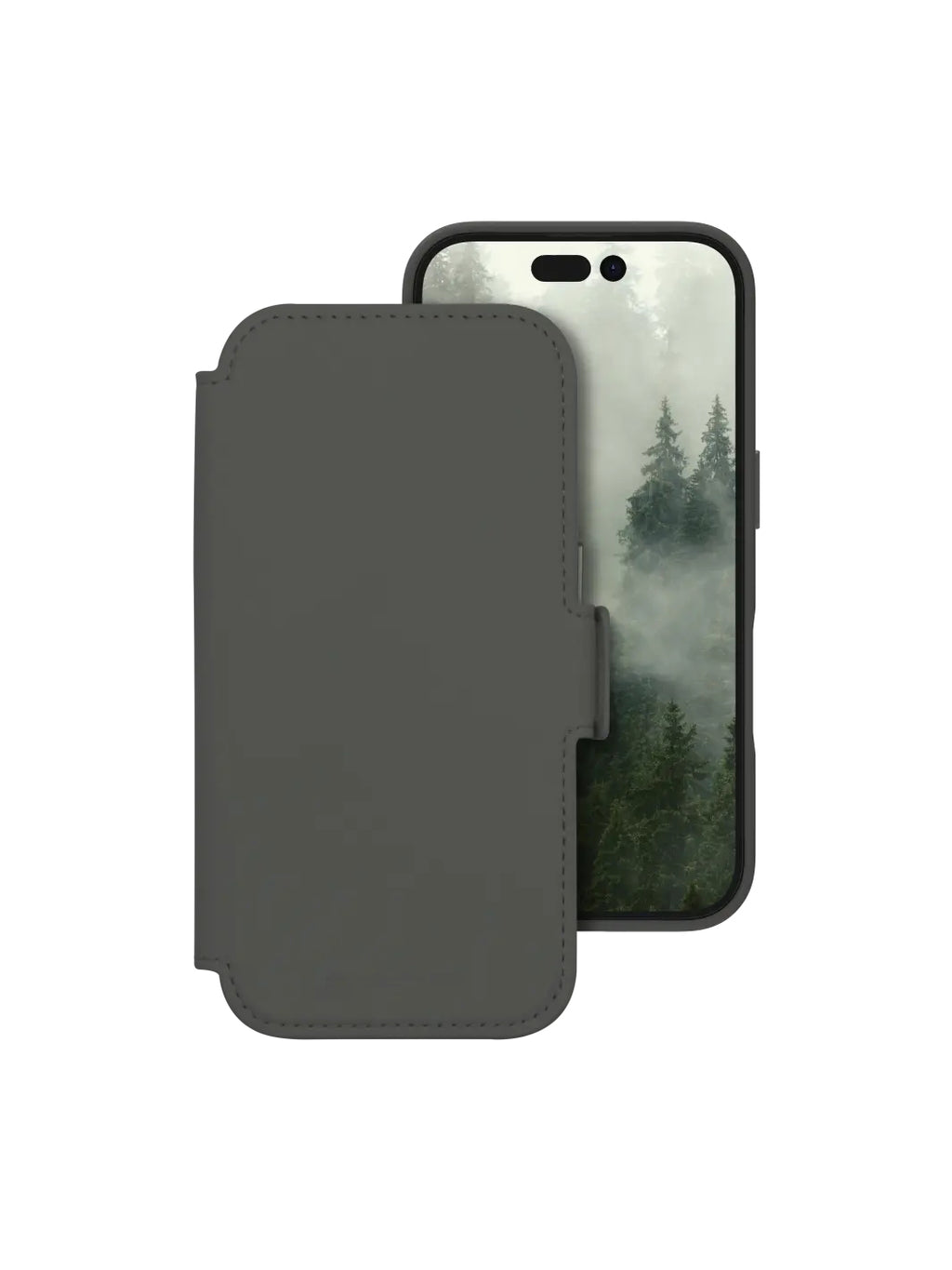 Coque de Protection Folio Porte Carte pour iPhone 16 6.1", Gris