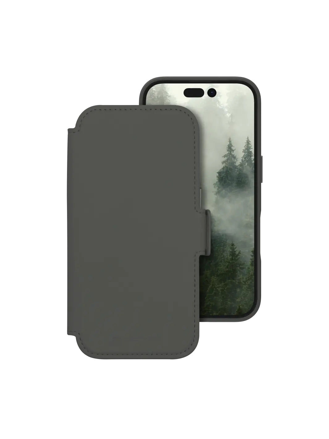 Coque de Protection Folio Porte Carte pour iPhone 16 6.1", Gris