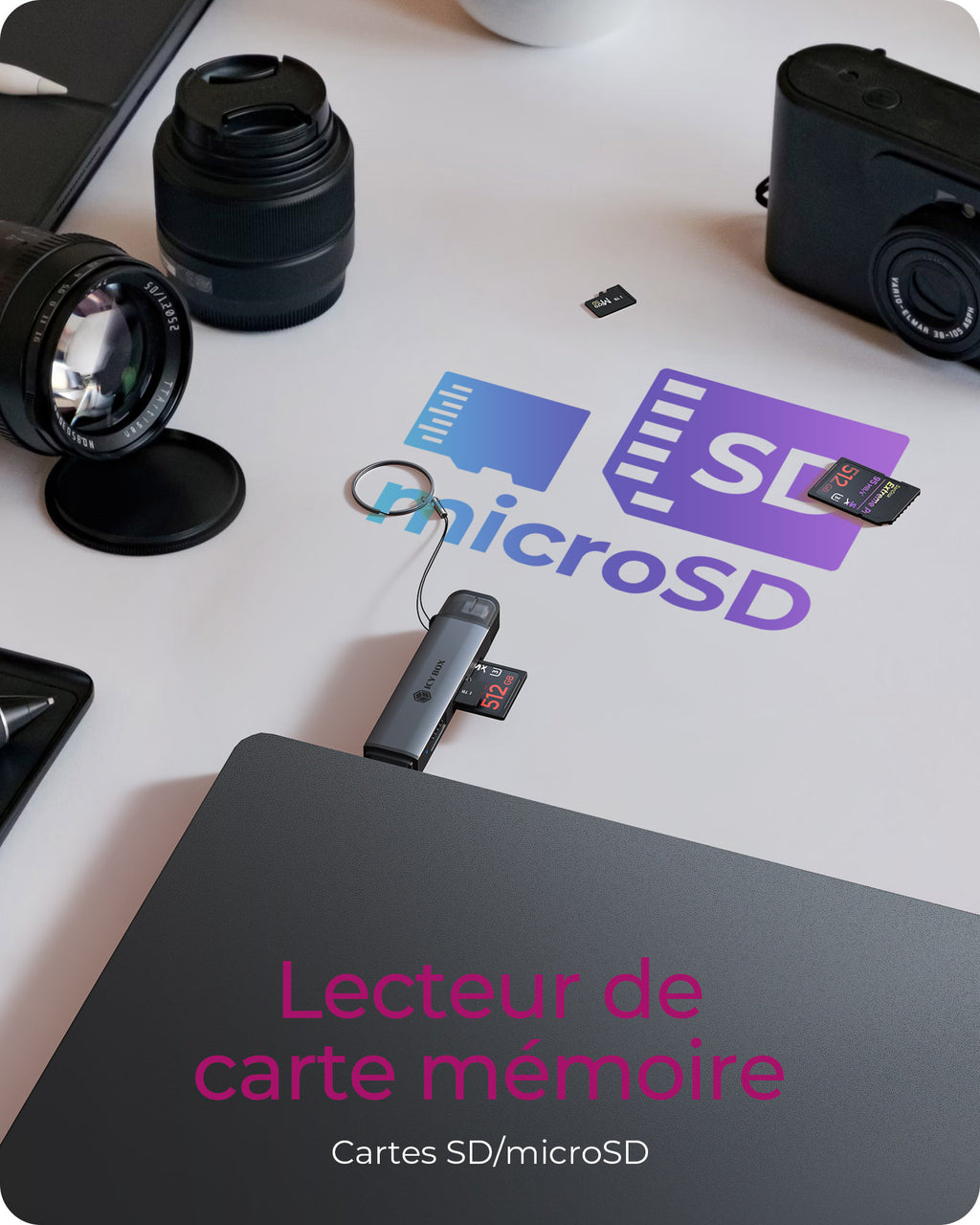 ICY BOX Lecteur de cartes 3 en 1 via l'interface USB Type-A & USB Type-C