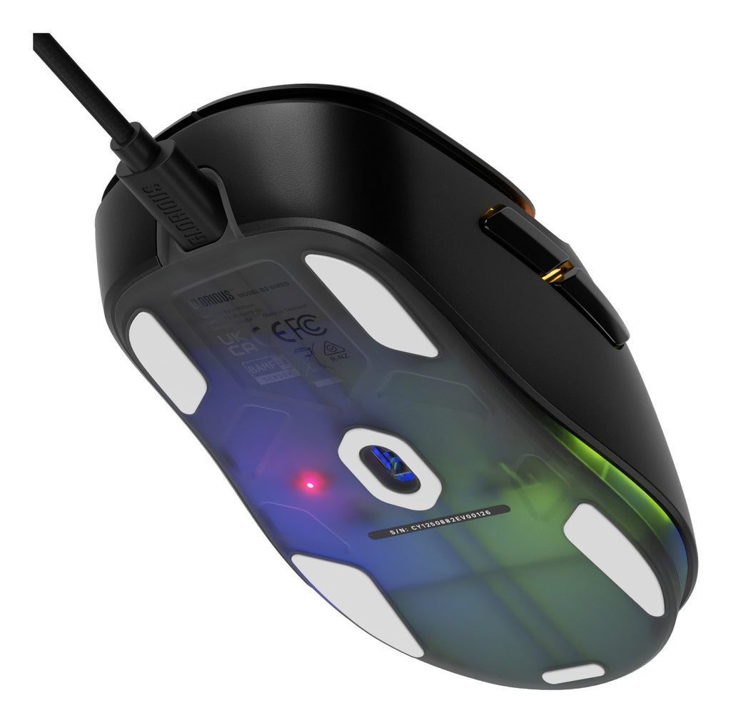 Glorious Gaming Glorious Gaming - Souris gaming filaire Modèle D3 - Ultralégère 57 g, Switch optiques 130M clics, Capteur BAMF 3.0 30k DPI, Suivi 750 IPS, Accélération 50 G, compatible toutes prises en main - Noire