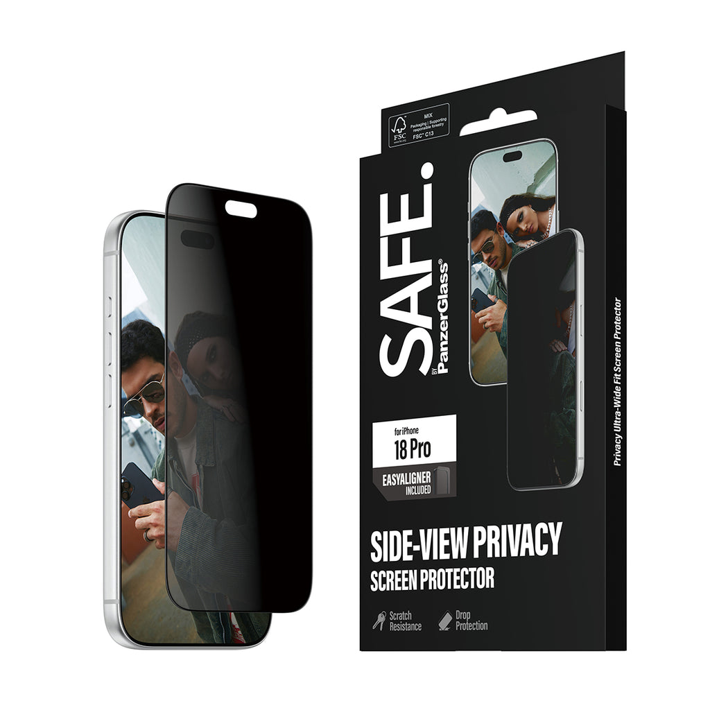 PanzerGlass SAFE. by ® Privacy Screen Protector iPhone 2026 Pro | Ultra-Wide Fit m. EasyAligner Protection d'écran trans