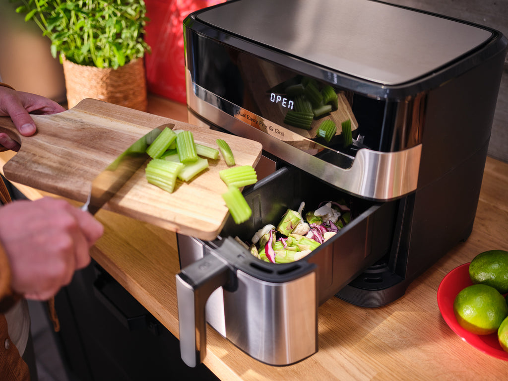Tefal Dual Easy Fry & Grill EY905D Friteuse à Air Chaud Double 8,3 L 2700 W Acier Inoxydable