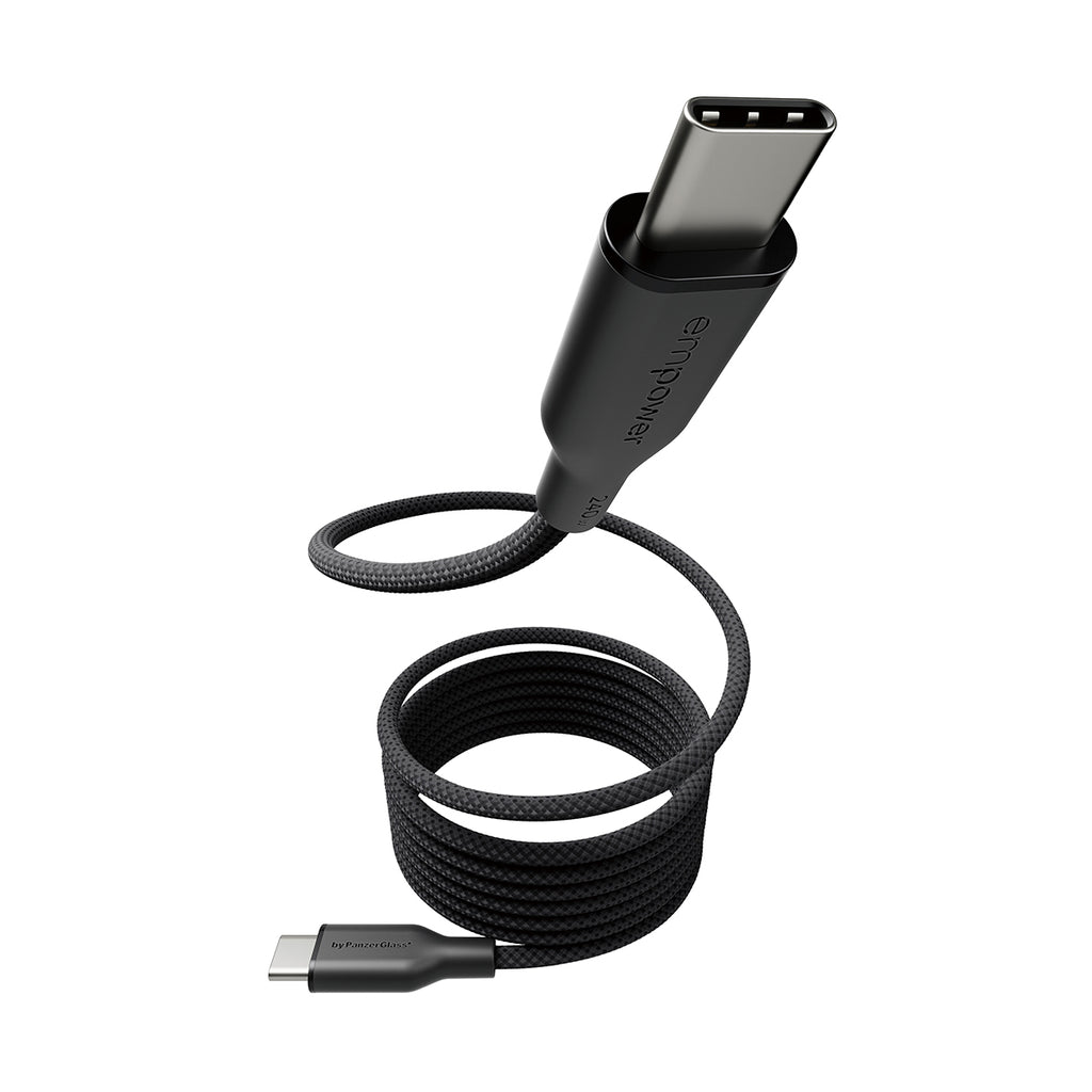PanzerGlass empower™ Câble USB-C vers USB-C Magnétique 240W, USB 2.0, 1,5m, Space Black Transparent