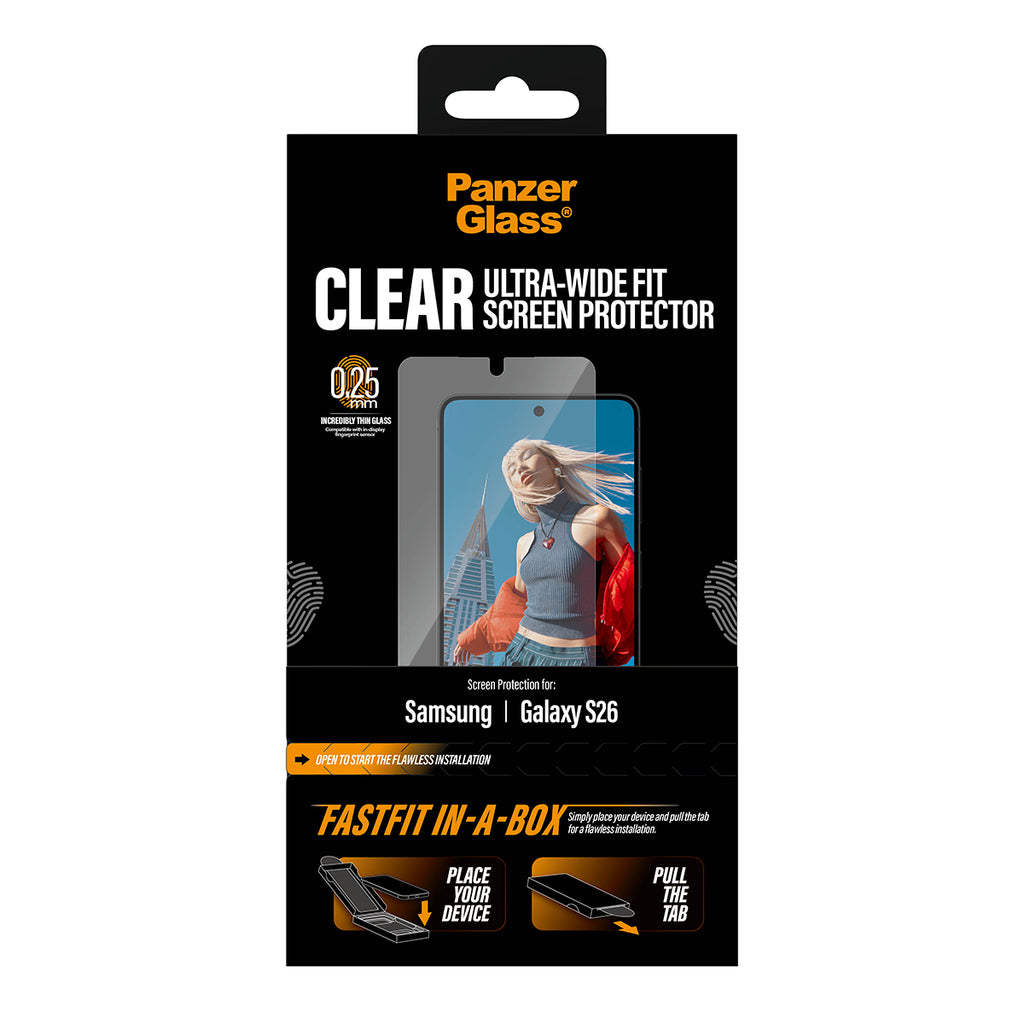 PanzerGlass ® Screen Protector Samsung Galaxy S26 | Ultra-Wide Fit w. Fastfit in-a-box Protection d'écran transparent 1 pièce(s)