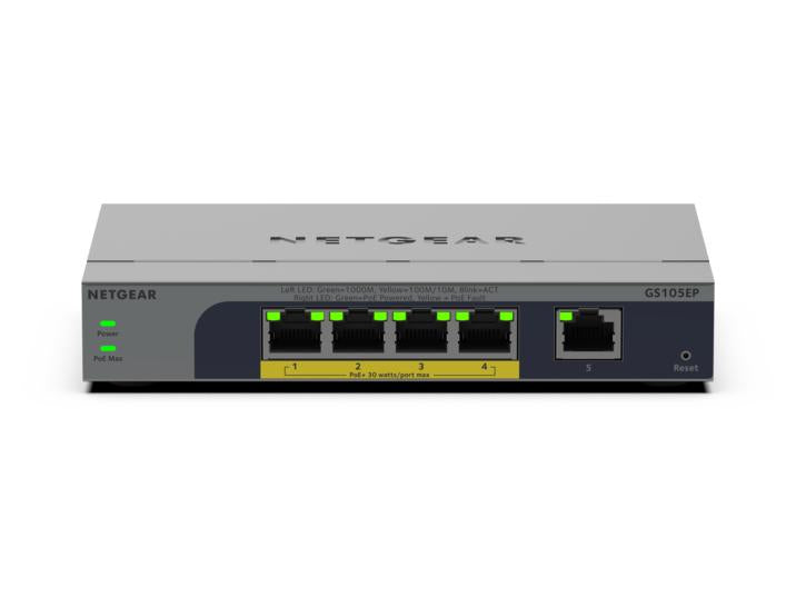 NETGEAR GS105EP Non-géré Gigabit Ethernet (10/100/1000) Connexion Ethernet, supportant l'alimentation via ce port (PoE) Gris - vue 2