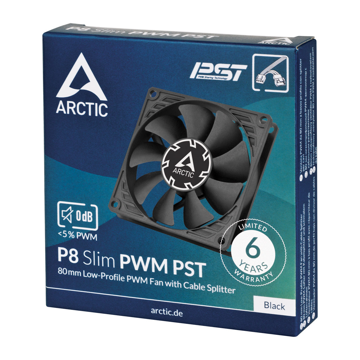 ARCTIC P8 Slim PWM PST Boitier PC Ventilateur 8 cm Noir 1 pièce(s)
