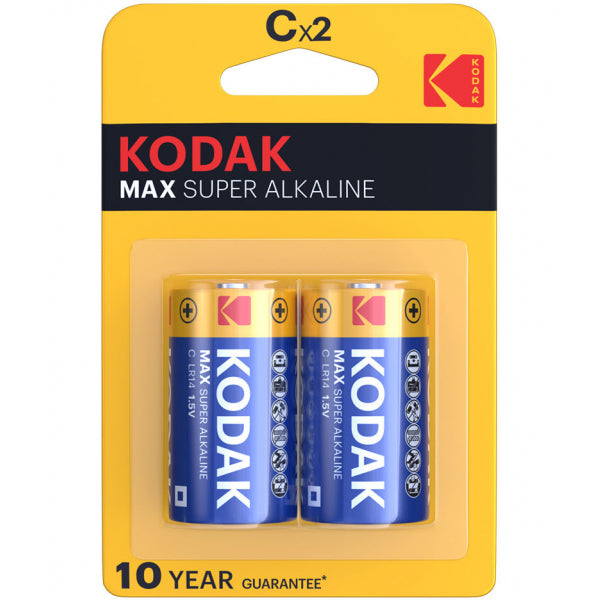 Kodak Alkaline Batteries Max Alkaline, LR14, 2-Pack