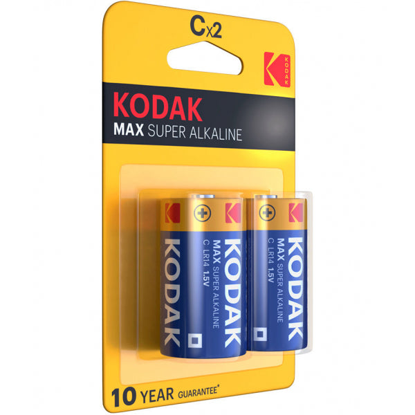 Kodak Alkaline Batteries Max Alkaline, LR14, 2-Pack