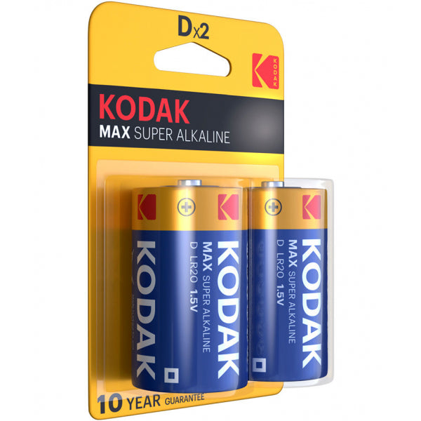 Kodak Alkaline Batteries Max Alkaline, LR20, 2-Pack