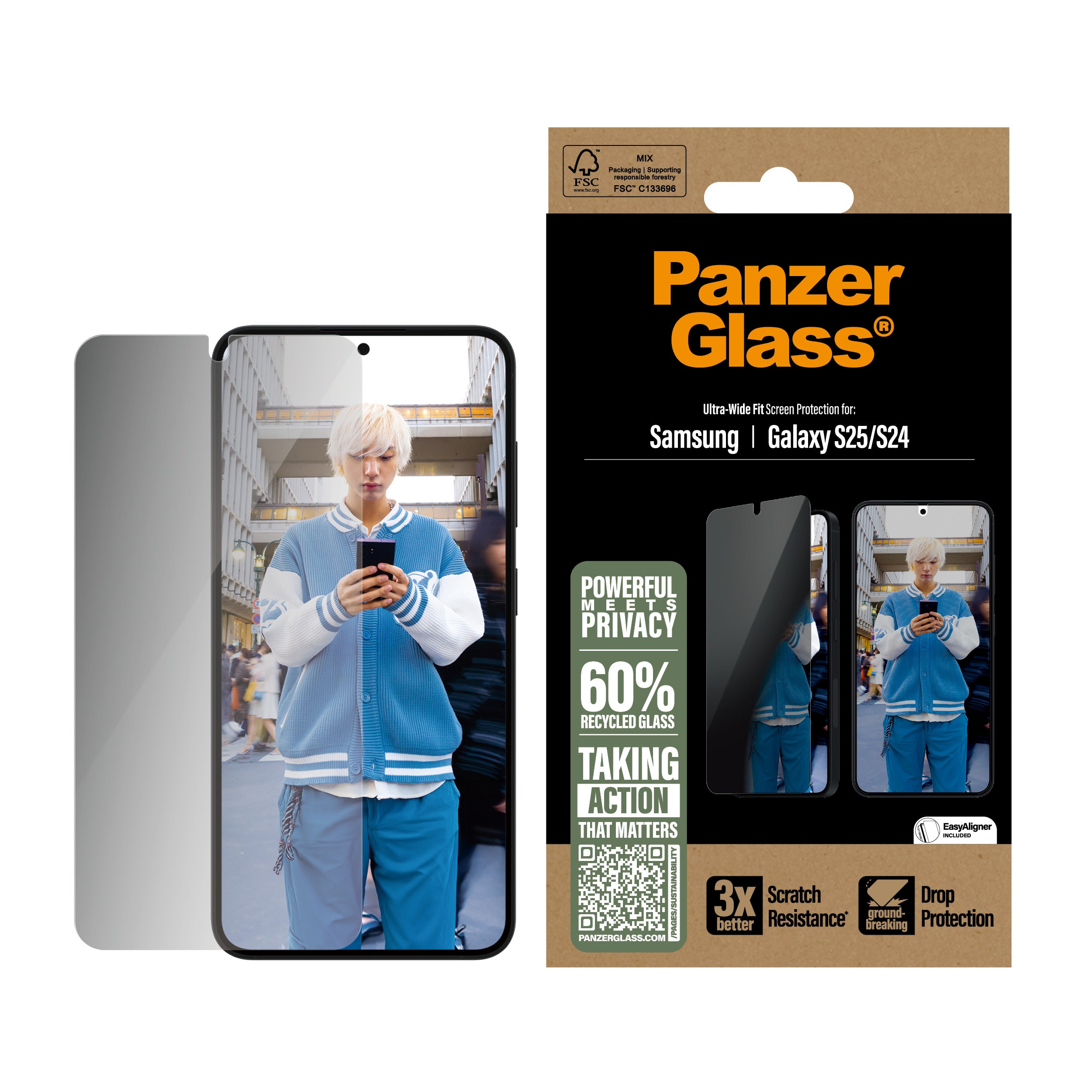 PanzerGlass PanzerGlass ® Privacy Screen Protector Samsung Galaxy S25 | S24 | Ultra-Wide Fit Protection d'écran transparent 1 pièce(s)