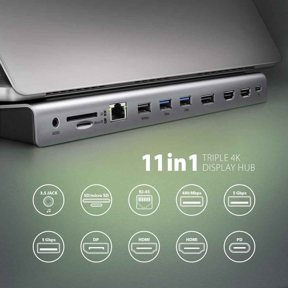Axagon HMC-4KX3 station d'accueil Avec fil USB 3.2 Gen 1 (3.1 Gen 1) Type-C Gris - vue 2