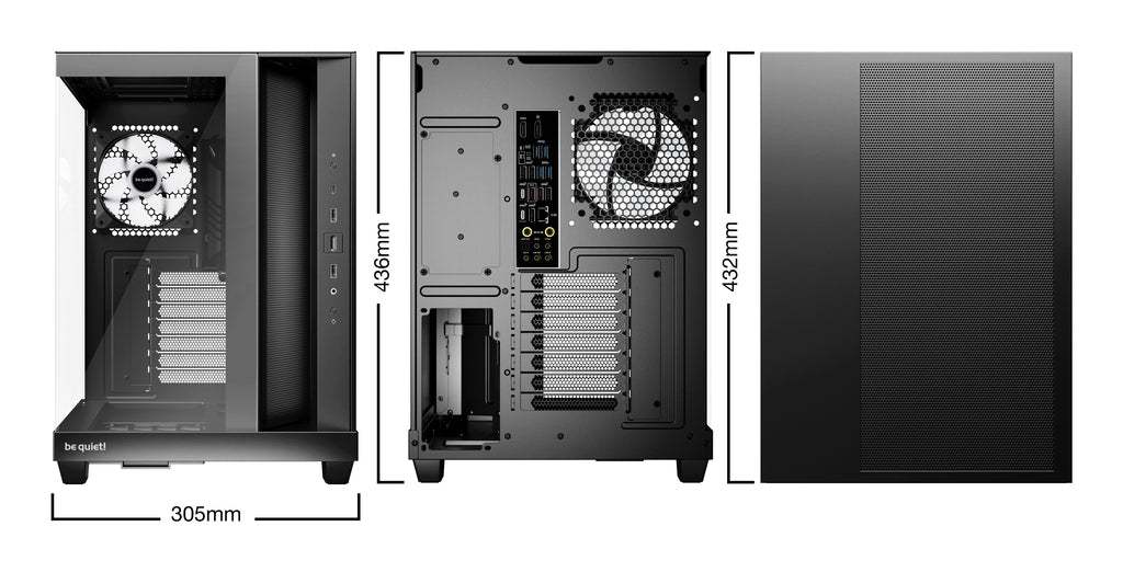 be quiet! Light Base 500 Noir | Boîtier PC ARGB vitré, Mini ITX / Micro ATX / ATX, 4 ventilateurs Light Wings LX 120 mm