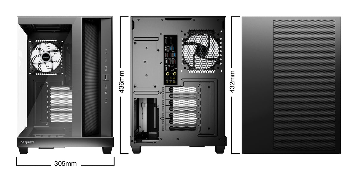 be quiet! Light Base 500 Noir | Boîtier PC ARGB vitré, Mini ITX / Micro ATX / ATX, 4 ventilateurs Light Wings LX 120 mm