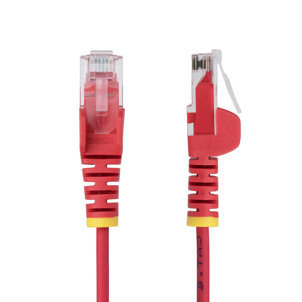 StarTech.com Câble Ethernet CAT6 Rouge Fin de 3m, Sans Accroc, 100W PoE, UTP, LSZH, Fil de Cuivre Pur 28AWG, Cordon Patch Réseau RJ45 avec Serre-Câble, Contrôlé Fluke