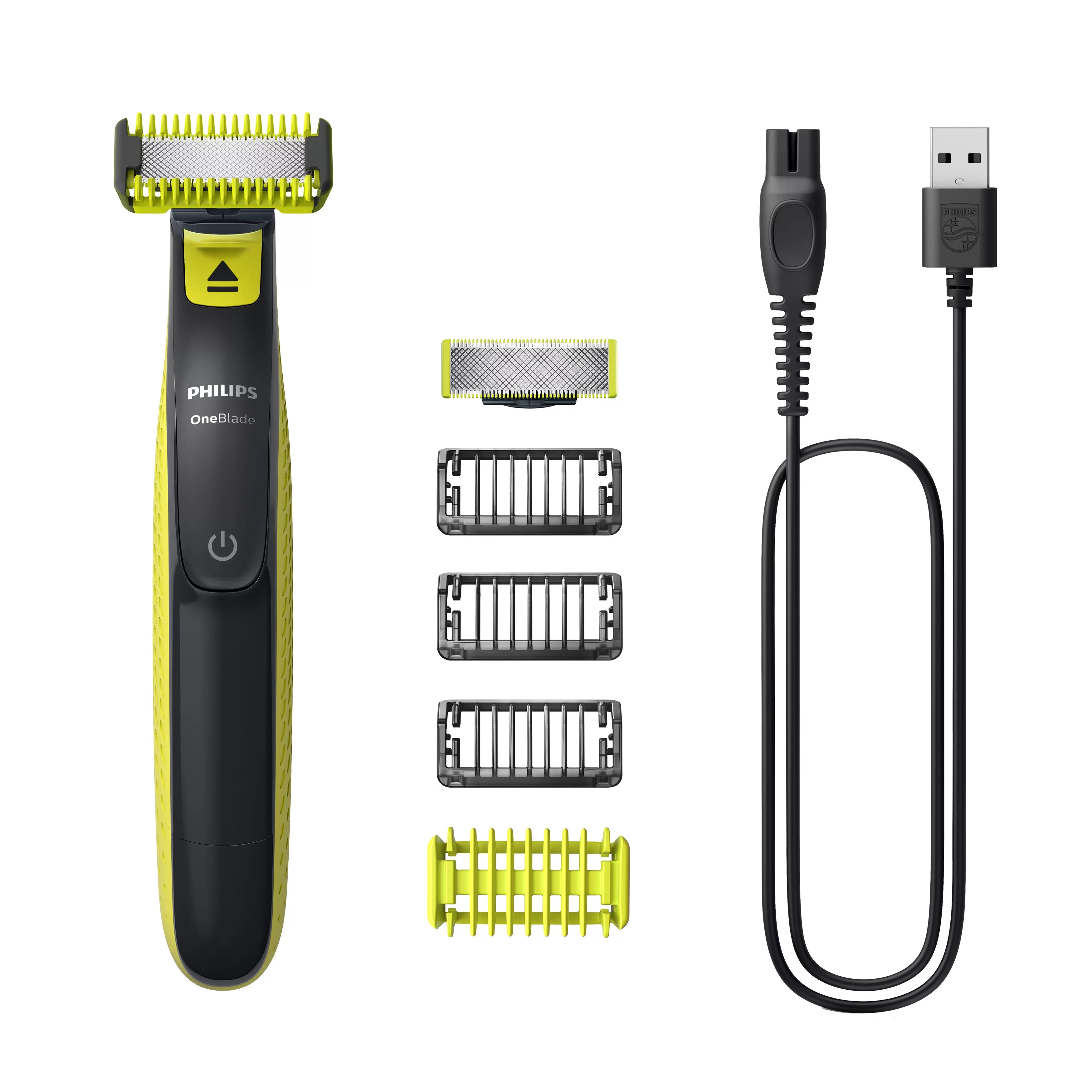 Philips Norelco OneBlade QP2824/10 rasoir pour homme Rasoir à grille Tondeuse Gris, Citron vert