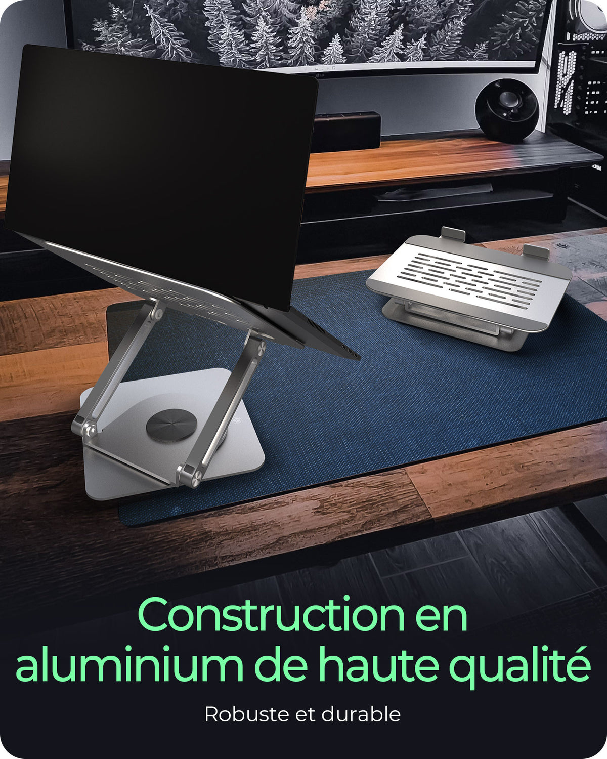 ICY BOX IB-NH300-R Support pour Ordinateur Portable 17 pouces, Aluminium, Argent