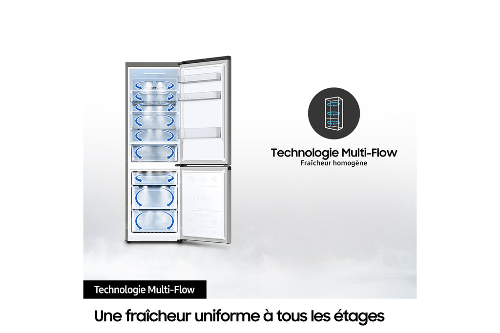 Samsung Réfrigérateur Combiné Bespoke AI - Clayette Porte- 390L - Classe E -RB38C672ESA