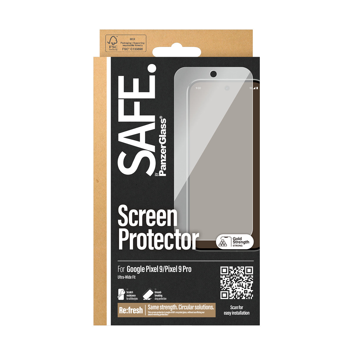 PanzerGlass SAFE. by ® Screen Protector Google Pixel 9 5G | 9 Pro 5G | Ultra-Wide Fit Protection d'écran transparent 1 pièce(s)