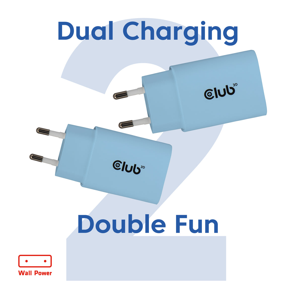 CLUB3D CAC-3022 Chargeur Secteur USB-C 30W Charge Rapide Power Delivery, Bleu