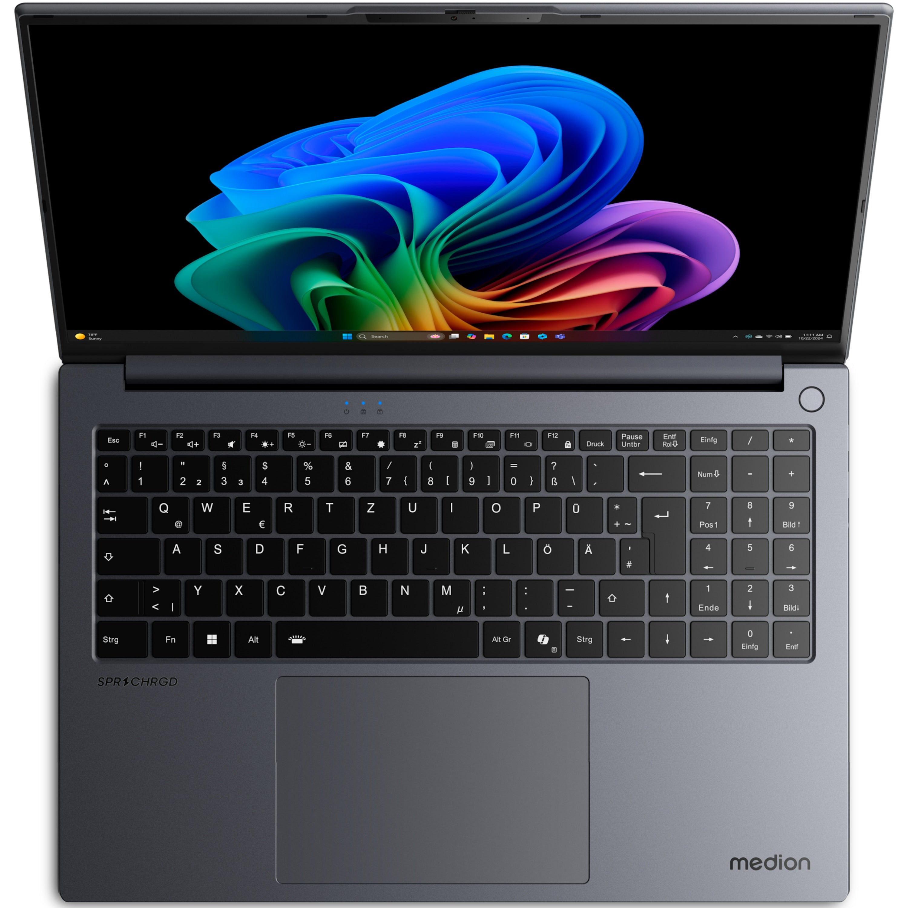 MEDION SPRCHRGD 16 S1 OLED; Copilot+ PC Intel Core Ultra 7 258V Ordinateur portable 40,6 cm (16") 2.8K 32 Go LPDDR5x-SDRAM 1 To SSD Wi-Fi 7 (802.11be) Windows 11 Home Gris