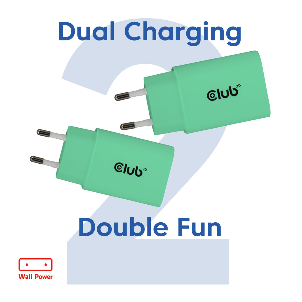 CLUB3D CAC-3024 chargeur d'appareils mobiles Smartphone, Universel Vert Secteur Charge rapide Intérieure