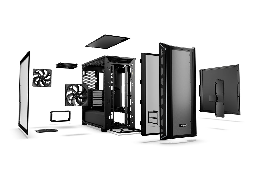be quiet! Shadow Base 800 Noir | Boîtier PC ARGB vitré, Mini ITX / Micro ATX / ATX / E-ATX, 3 ventilateurs Pure Wings 3 
