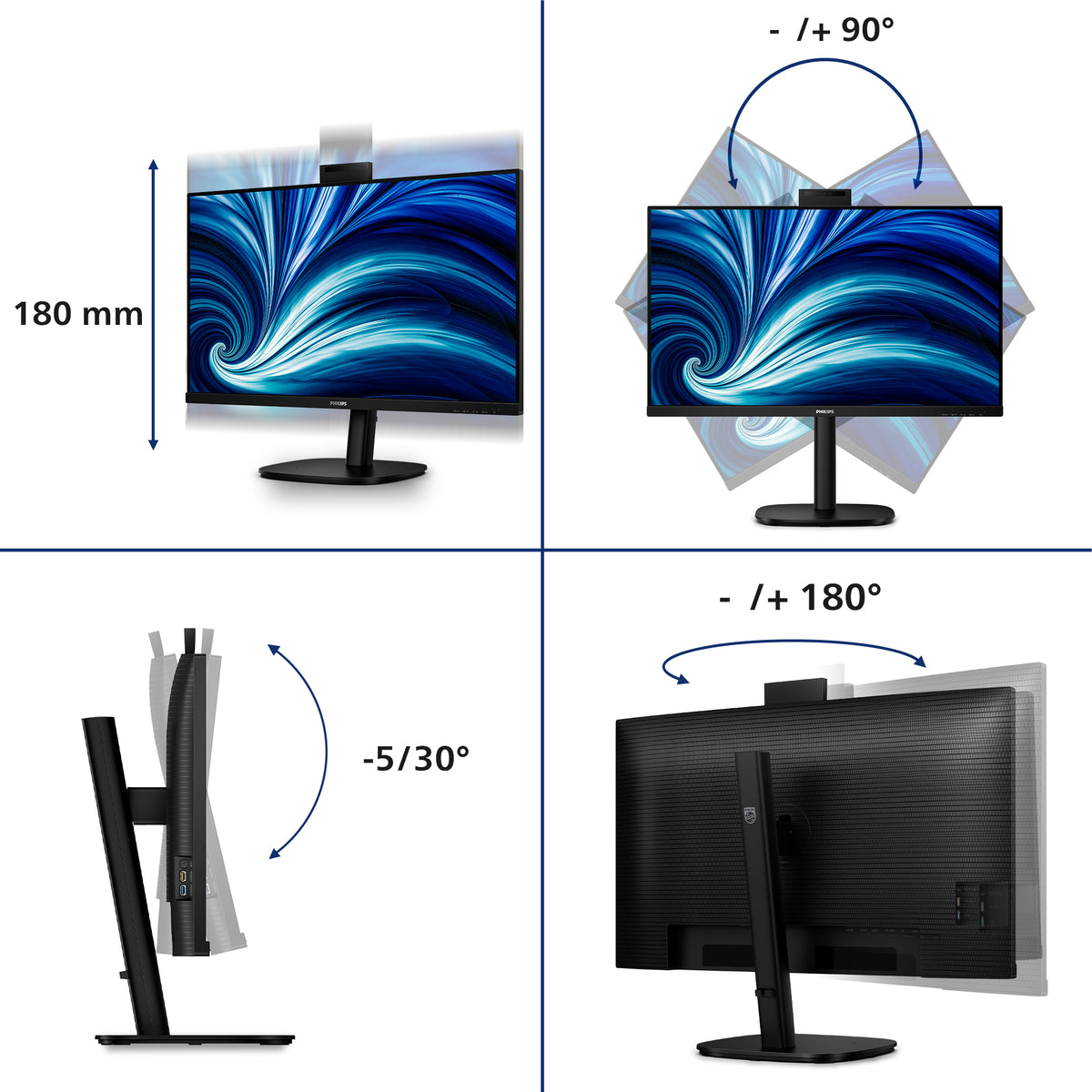 Philips 3000 series 32B2U3601H/00 écran plat de PC 80 cm (31.5") 2560 x 1440 pixels Quad HD LCD Noir - vue 6