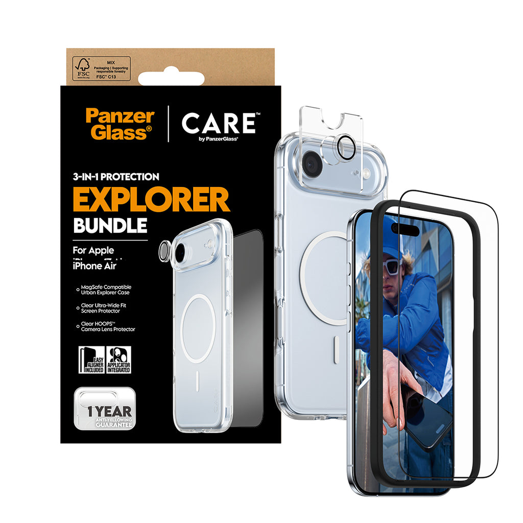 PanzerGlass ® | CARE by ® 3-in-1 Flagship Explorer Bundle iPhone Air Protection d'écran transparent Apple 1 pièce(s)