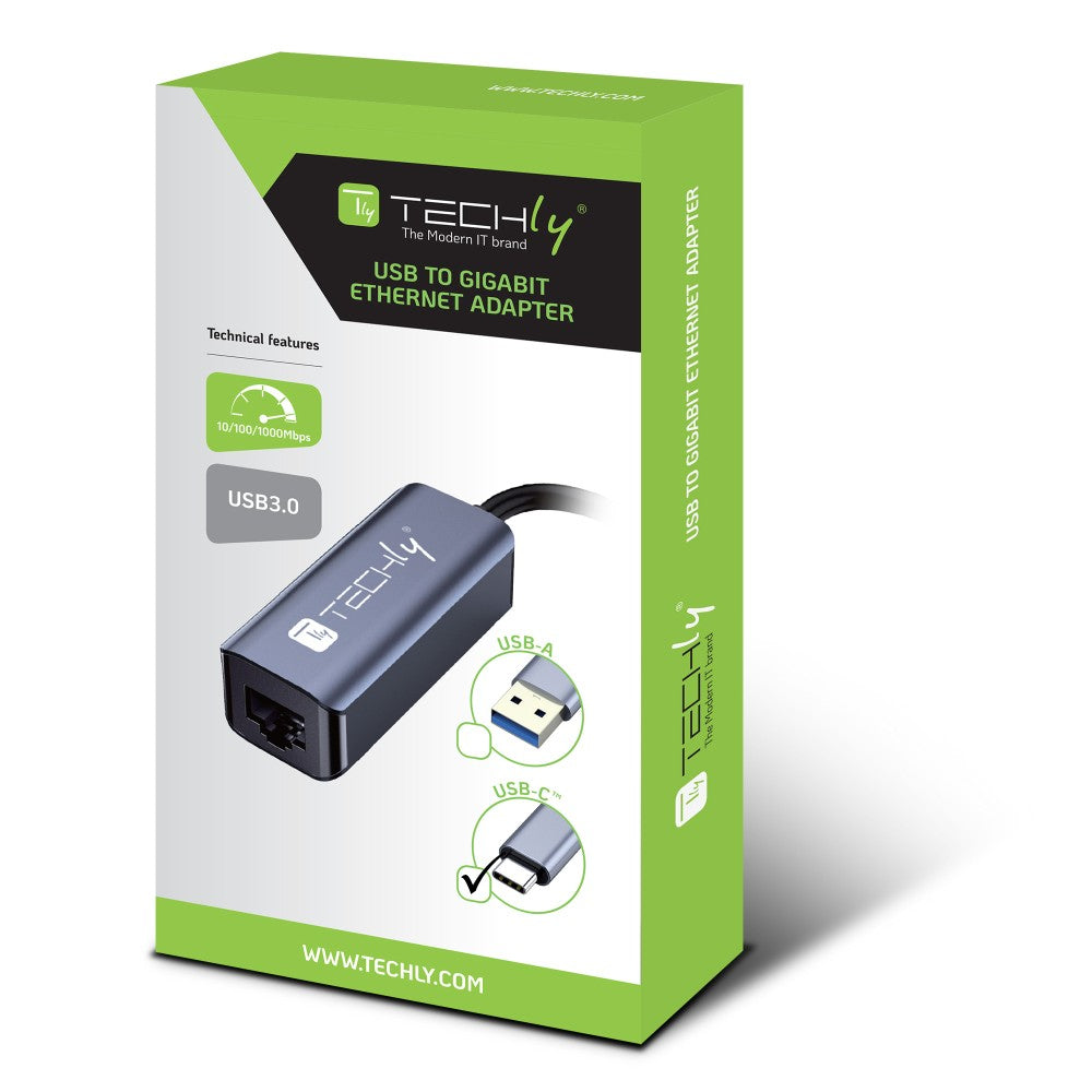 Techly IDATA USB-ETGIGA-CA station d'accueil Avec fil USB 3.2 Gen 1 (3.1 Gen 1) Type-C Noir, Argent