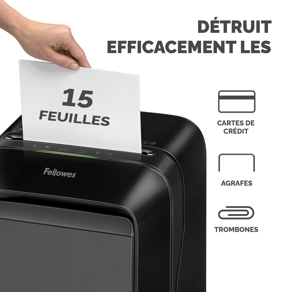 Fellowes LX Series Powershred LX211 Destructeur de Papier Micro-coupe, Noir
