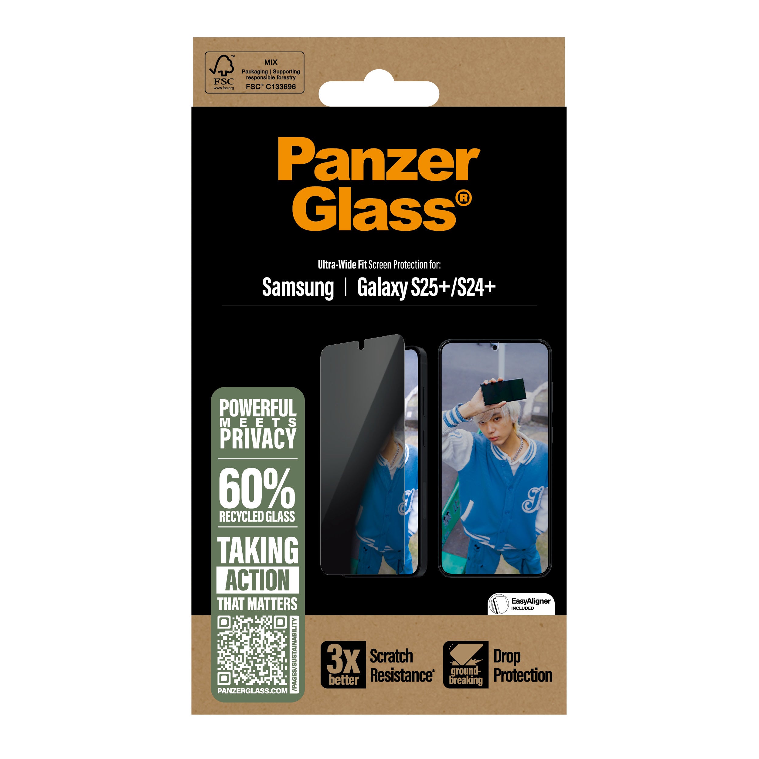 PanzerGlass PanzerGlass ® Privacy Screen Protector Samsung Galaxy S25+ | S24+ | Ultra-Wide Fit Protection d'écran transparent 1 pièce(s)