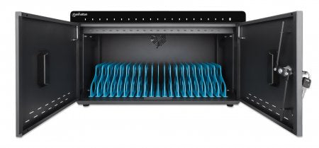 Manhattan Armoire de charge USB-C de bureau 20 appareils (iPad jusqu’à 11"), pour tablettes et smartphones, compartiment