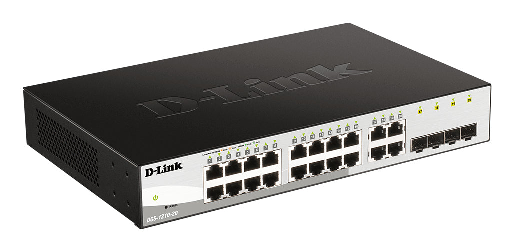 D-Link DGS-1210-20 Switch Gigabit Ethernet Géré L2, 16 Ports RJ-45, Format 1U, Noir