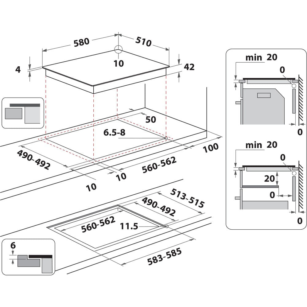 Whirlpool AKT 801/NE Noir Intégré 58 cm Plaque avec zone à induction 4 zone(s)