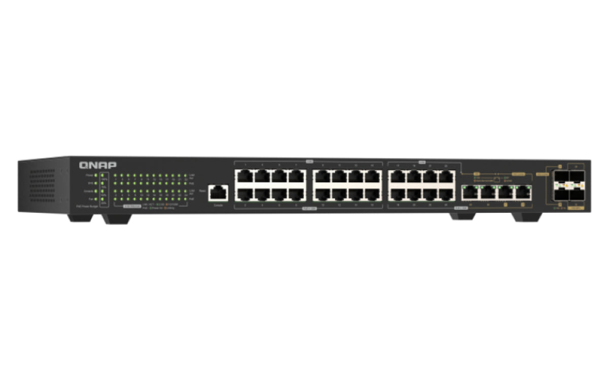 QSW-M2130P-2C2S26T, Management Switch, 24x 2.5GbE RJ45 PoE + 2x 10GbE RJ45 + 2x 10GbE SFP+ + 2x 10GbE Combo - vue 2