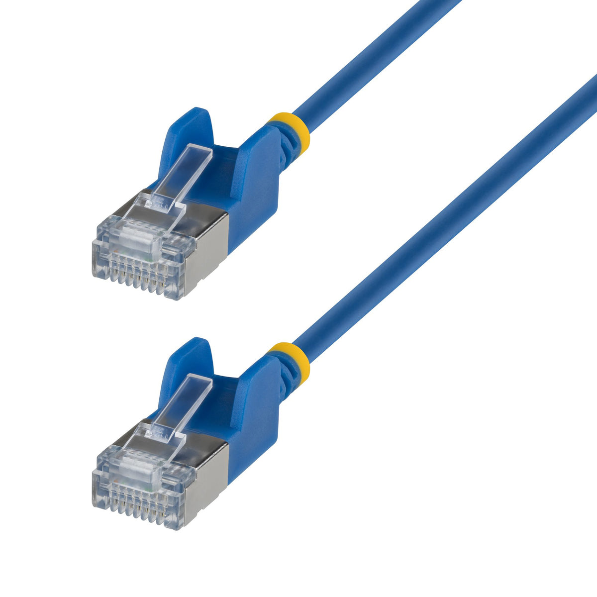 StarTech.com Câble Ethernet CAT6a Ultrafin Bleu de 30cm, Sans Accroc, FTP, Fil de Cuivre Nu Pur, Cordon Patch Réseau RJ4