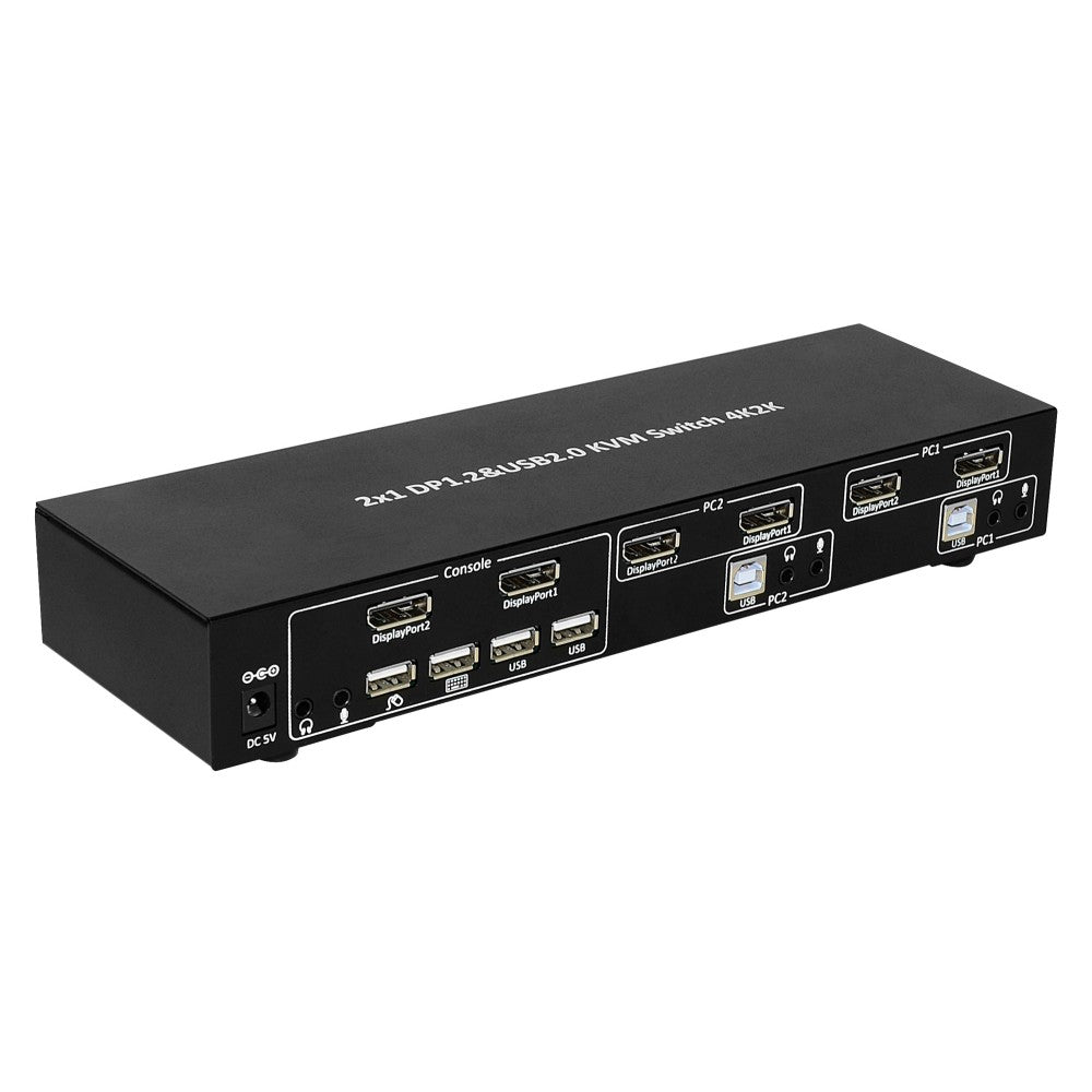 Commutateur KVM IDATA DP-KVM4 DisplayPort 4K Ultra HD, USB, Noir