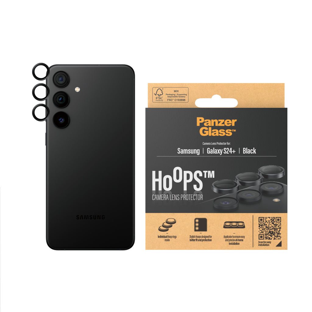 PanzerGlass Hoops Protecteur de Lentille de Caméra pour Samsung Galaxy S24+, Noir