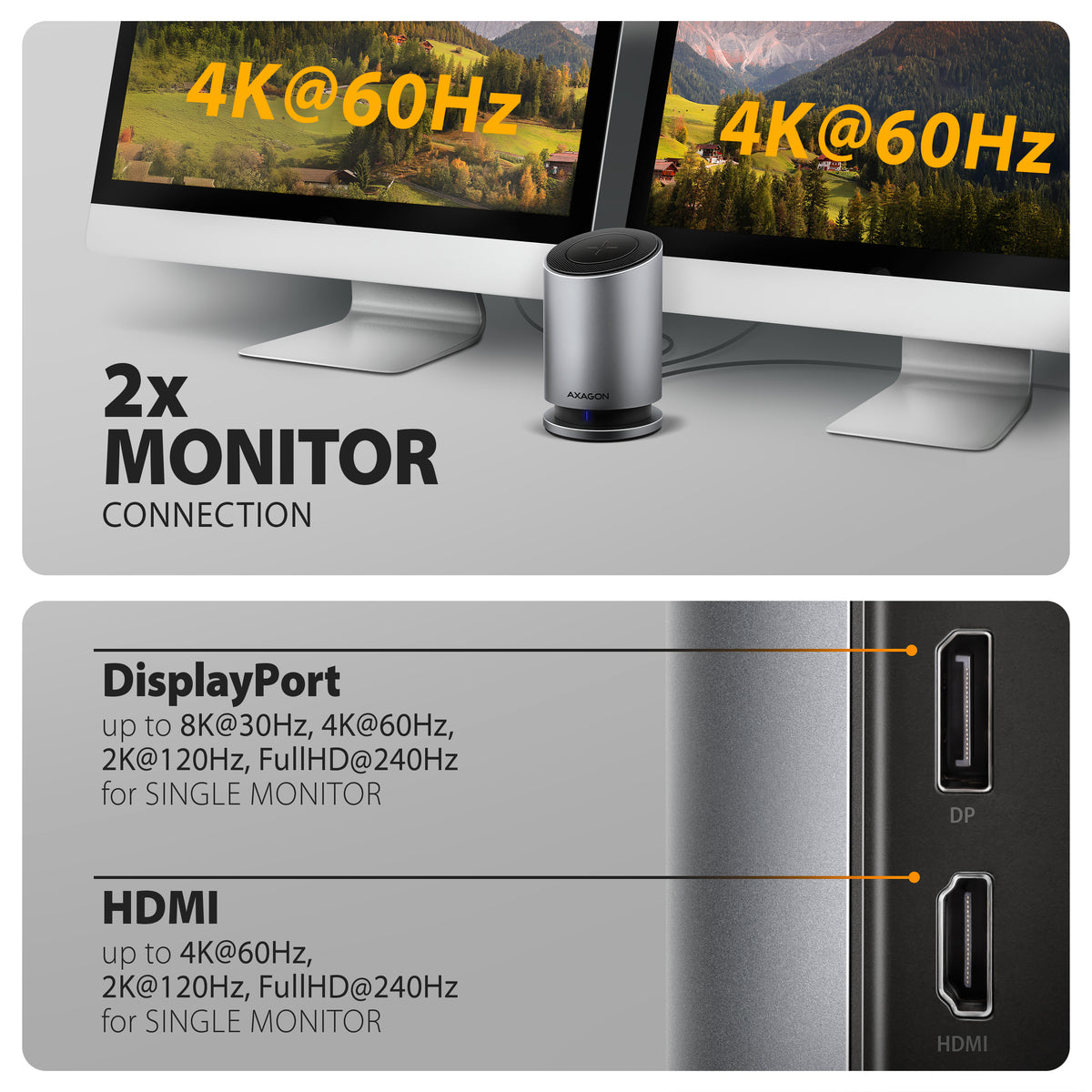 AXAGON HMC-WL9 USB-C 3.2 Gen 2 / Thunderbolt 3 / Thunderbolt 4 / Thunderbolt 5 Dockingstation