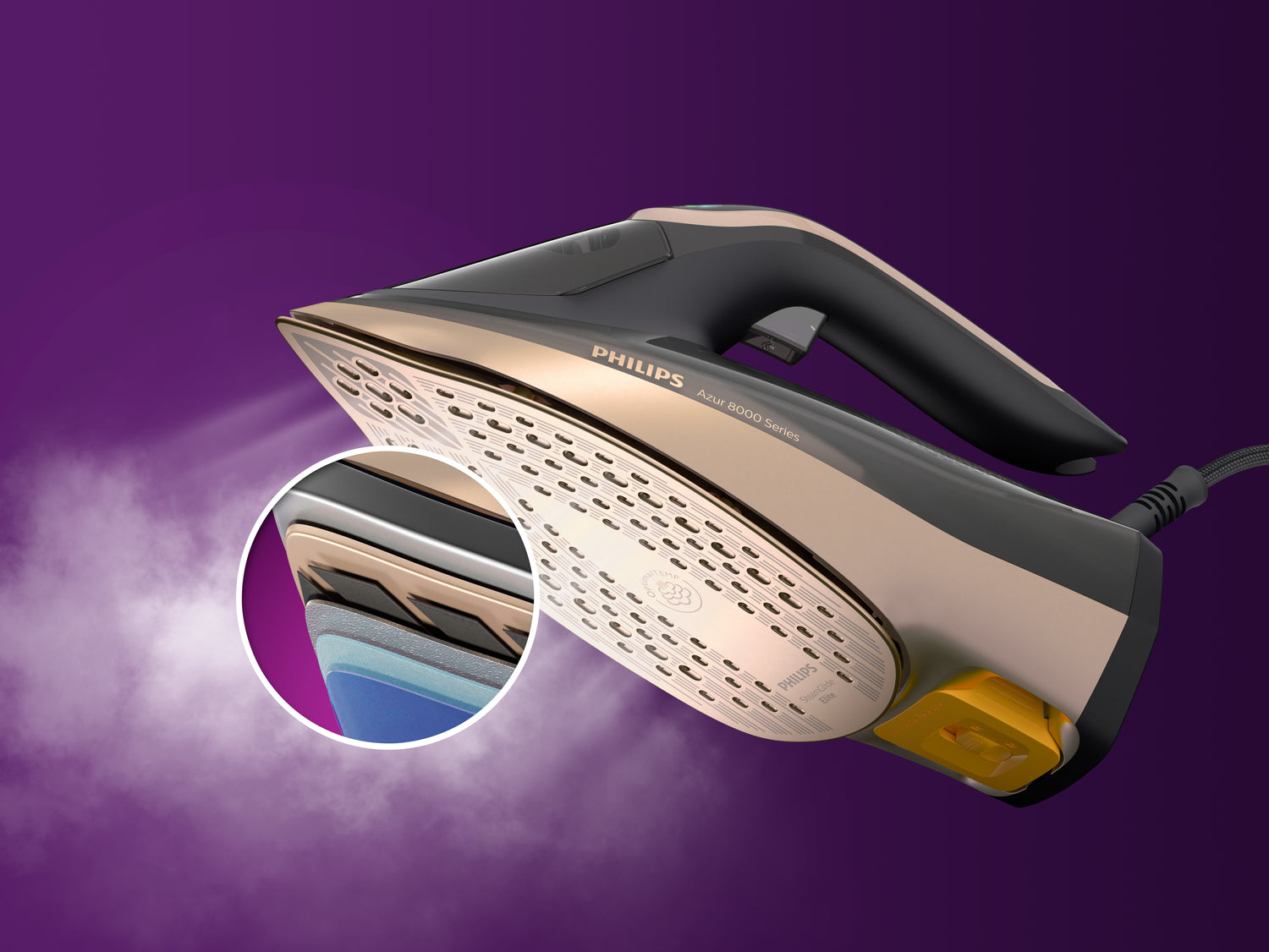 Philips DST8041/80 fer à repasser Fer à vapeur Semelle SteamGlide Elite 3000 W Noir