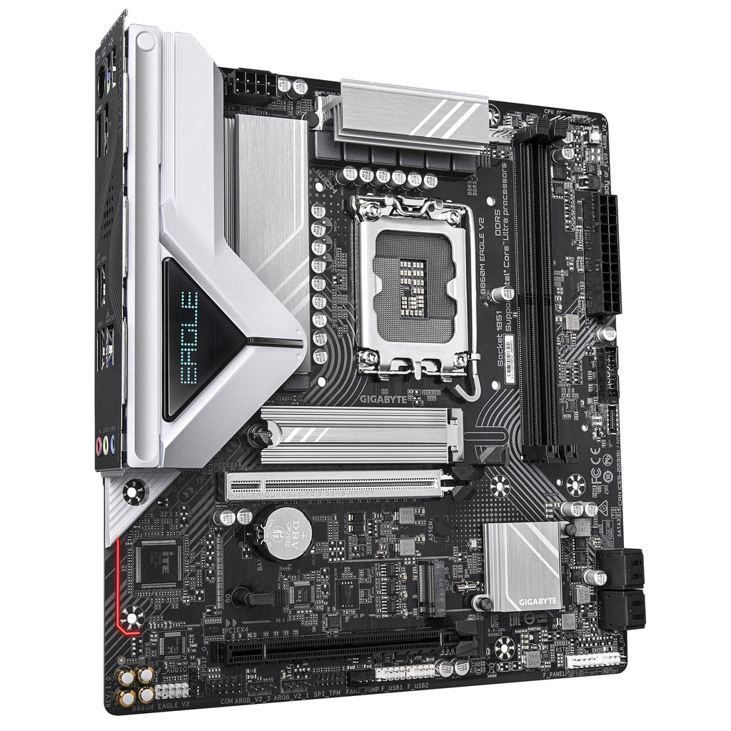 GIGABYTE B860M EAGLE V2 Carte mère - Processeurs Intel Core Ultra Series, VRM 6+1+2 phases, jusqu'à 9066 MHz DDR5, 1x M.2 PCIe 5.0 + 1x M.2 PCIe 4.0, LAN 2.5 GbE, USB 3.2 Gen 1