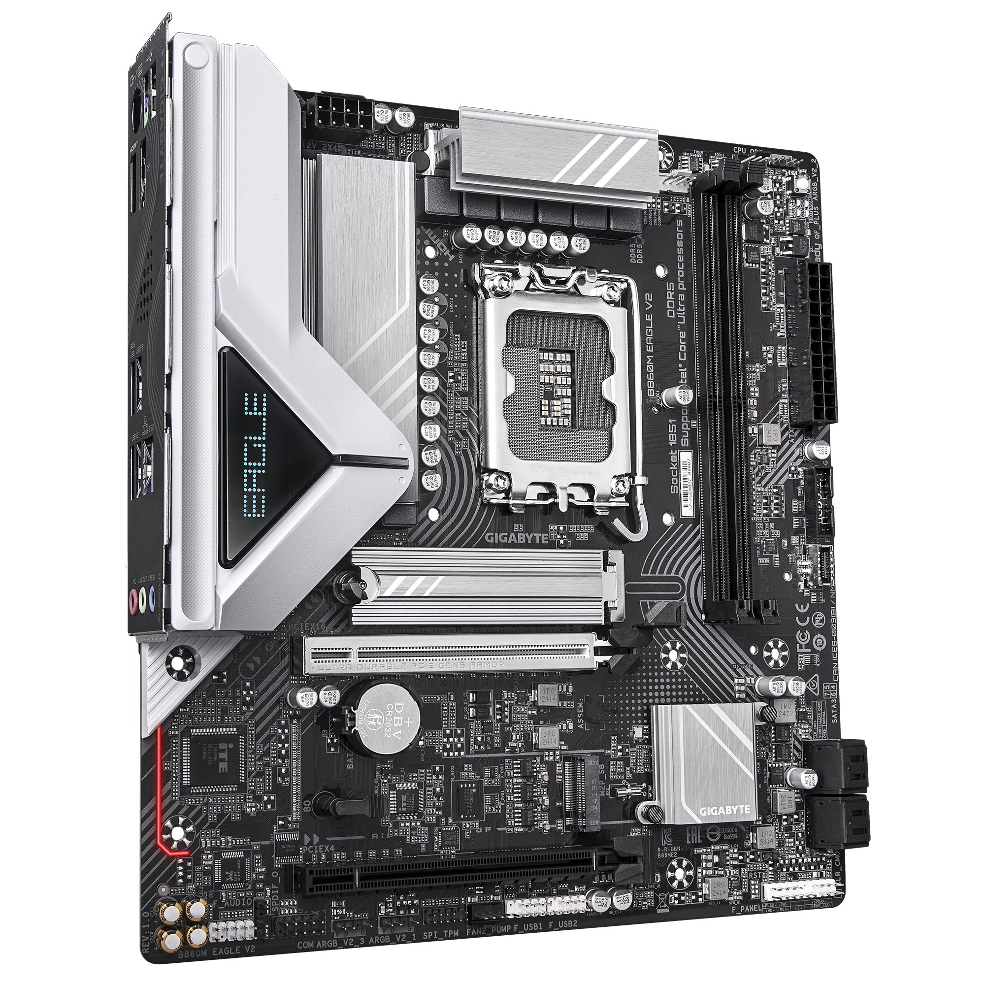 GIGABYTE B860M EAGLE V2 Carte mère - Processeurs Intel Core Ultra Series, VRM 6+1+2 phases, jusqu'à 9066 MHz DDR5, 1x M.2 PCIe 5.0 + 1x M.2 PCIe 4.0, LAN 2.5 GbE, USB 3.2 Gen 1