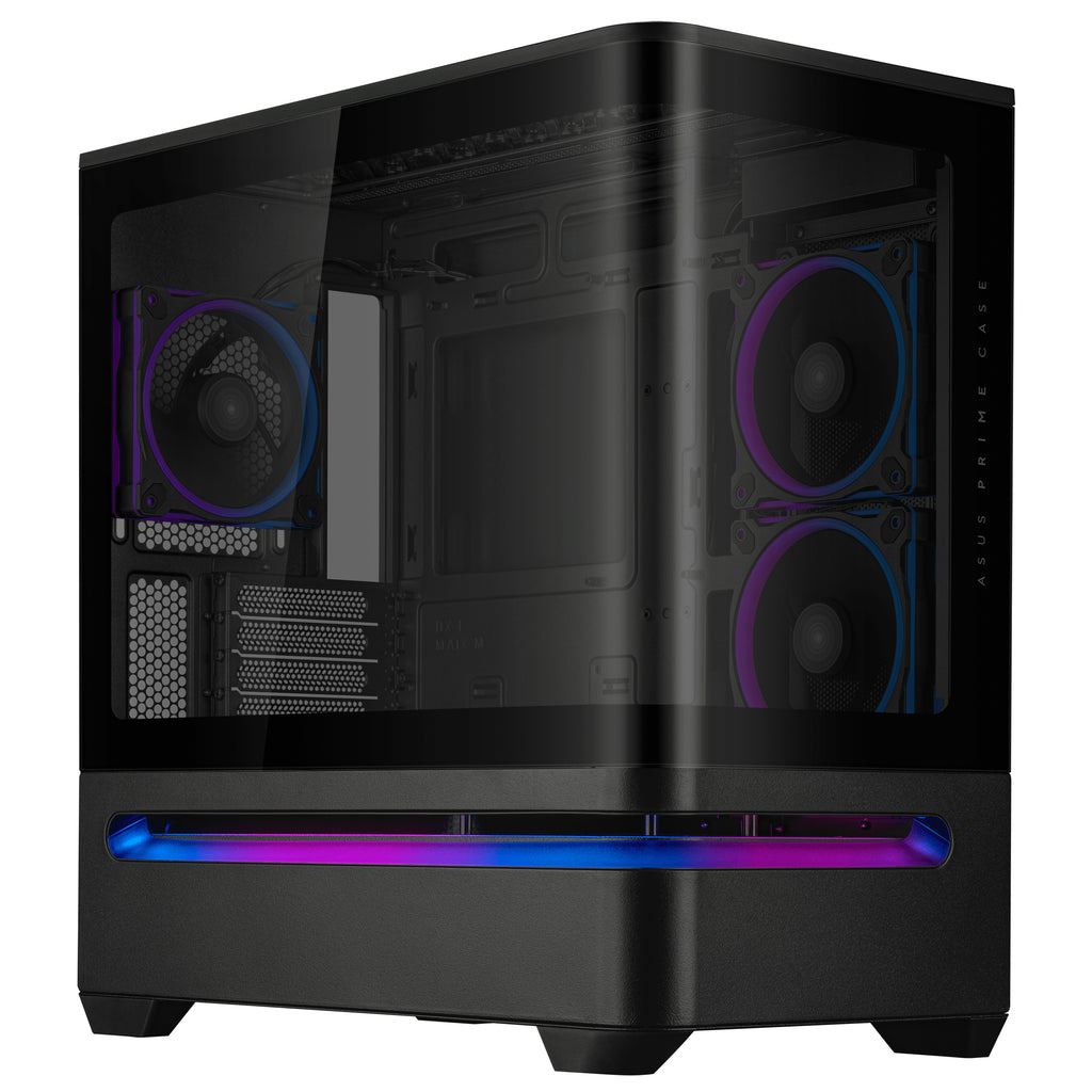 ASUS Prime AP202 ARGB Mini Tower, Boîtier PC mATX, Verre Trempé Panoramique, Noir