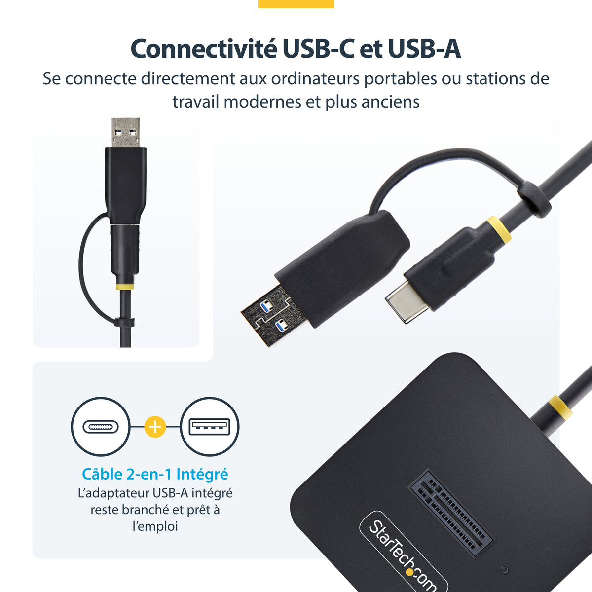 StarTech.com Adaptateur Dock USB-C/USB-A vers M.2 NVMe, 10 Gbps, Lecteur SSD Externe Sans Outil, B+M/M-Key