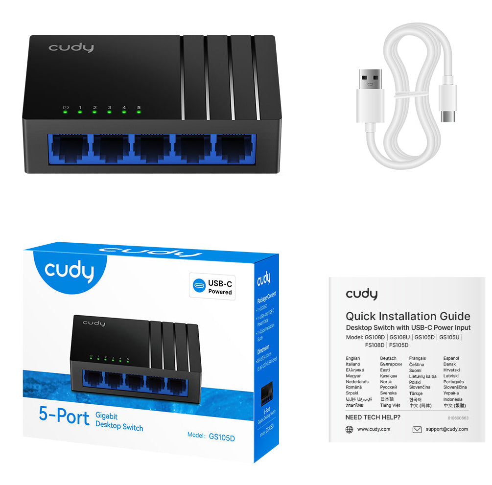 Cudy GS105D commutateur réseau Non-géré Gigabit Ethernet (10/100/1000) Noir