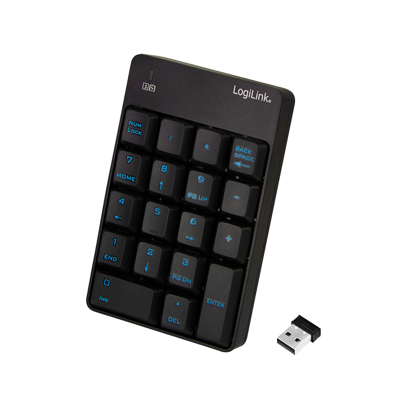 LogiLink ID0120 Clavier Numérique Sans Fil RF pour Ordinateur Portable, Noir