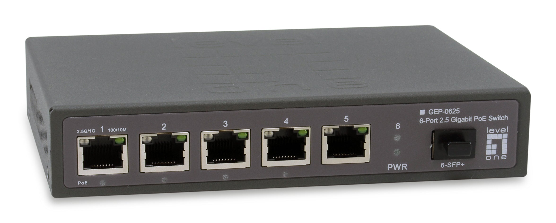 LevelOne GEP-0625 commutateur réseau Non-géré 2.5G Ethernet (100/1000/2500) Connexion Ethernet, supportant l'alimentation via ce port (PoE) Noir