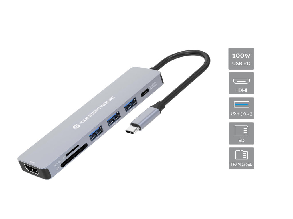 Conceptronic DONN19G station d'accueil Avec fil USB 3.2 Gen 1 (3.1 Gen 1) Type-C Gris