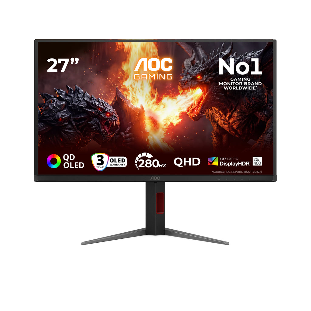 AOC G4 Q27G4ZD écran plat de PC 67,3 cm (26.5") 2560 x 1440 pixels Quad HD QD-OLED Noir, Rouge