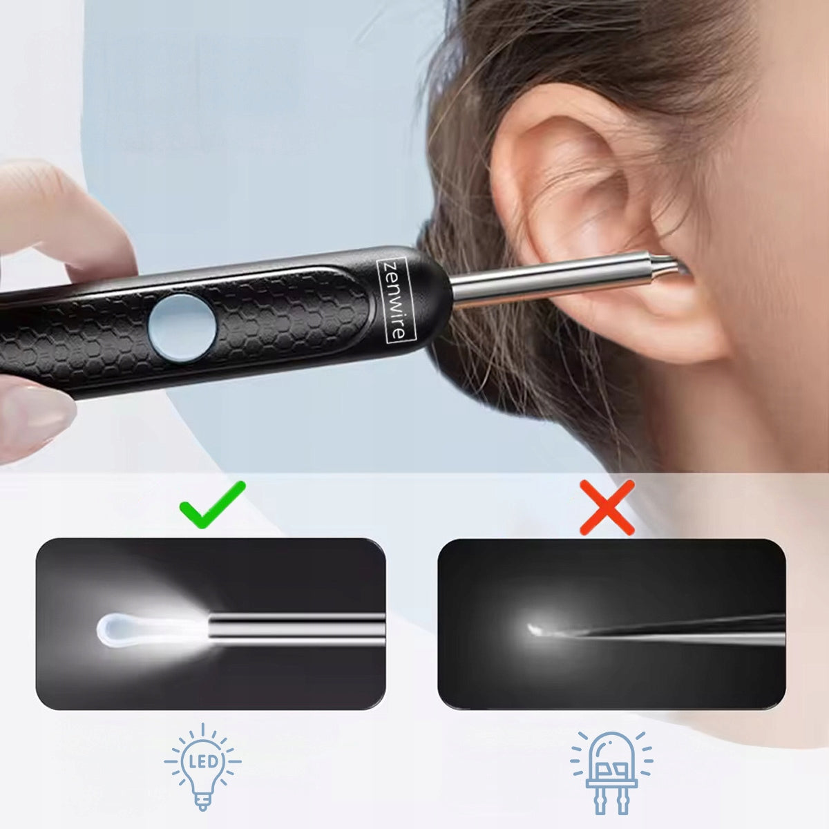 Endoscope, otoscope, appareil de nettoyage des oreilles, cire, caméra WiFi SMART Zenwire Y24